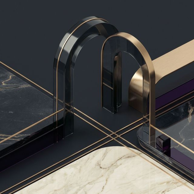 Elegant luxury architectural illustration with gold accents representing premium financing